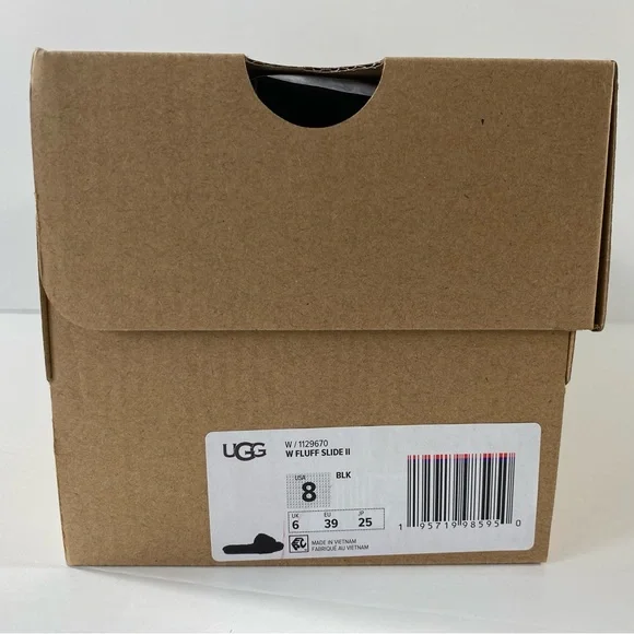 UGG Fluff Slide II Sheepskin Black Slide Slipper - Picture 8 of 11